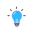 Idea lightbulb icon with illumination lines, vector illustration for creativity, innovation, problem solving and enlightenment concept