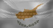 Image of waving flag of cyprus over sport stadium