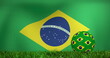 Image of waving brazil flag over football balll