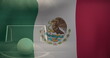 Image of waving mexico flag over football balll
