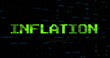 Image of inflation text in green over graph and processing data