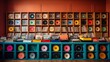 many vinyl records in many different colours photo in style