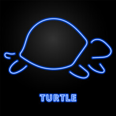 turtle neon sign, modern glowing banner design, colorful modern design trend on black background. Vector illustration.