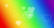 Image of hearts over rainbow background