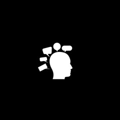 Fototapete - Head Thinking logo sign icon isolated on dark background