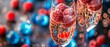 Champagne flute with red and blue raspberry candies
