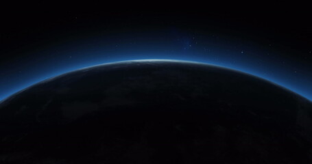 a serene view of earth's horizon from space, with copy space