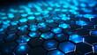 A background with neon blue hexagons arranged