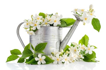 Poster - Jasmine flowers in watering can isolated on white