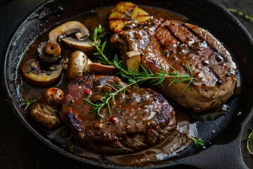 Sticker - Photographing Beef Chicken Steaks with Mushroom Sauce