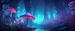 Bioluminescent magical mushroom forest 1