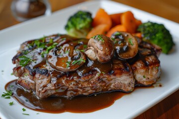 Sticker - Steak with mushrooms and sauce