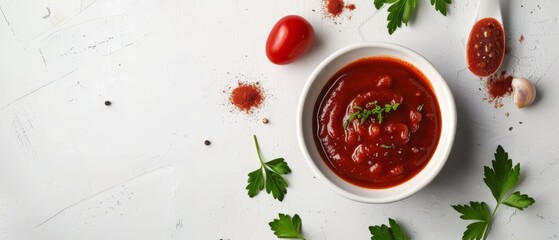 Wall Mural - Tasty sauce in white bowl