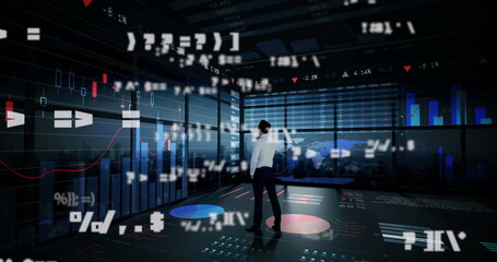 Poster - Image of digital interface with icons and data processing