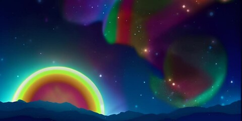 Wall Mural - rainbow in space