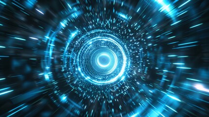Wall Mural - an accelerated warp of blue light with a radial twisted burst. a realistic modern background with sp