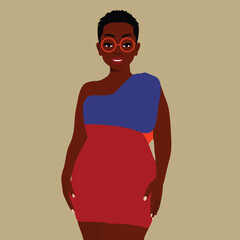 Stylish afro black woman in elegant art style vector