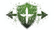 Green swords crossed with shield icon inside 
