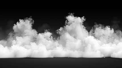 Poster - Modern illustration of smoke cloud on transparent background with real fog border. Meteorological phenomenon on the floor.