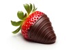 Chocolate covered strawberry on white background