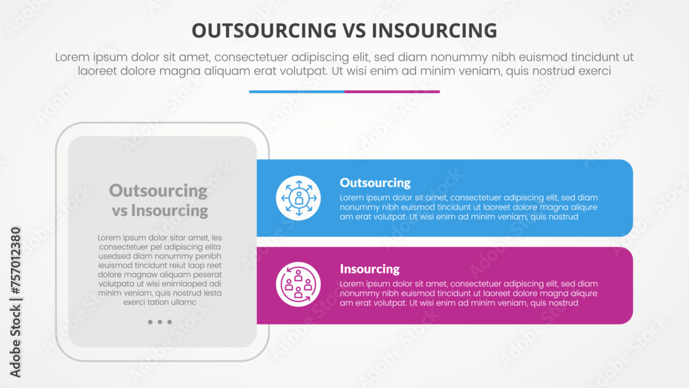 outsourcing versus insourcing comparison opposite infographic concept ...
