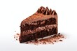 Delicious chocolate cake on plain background