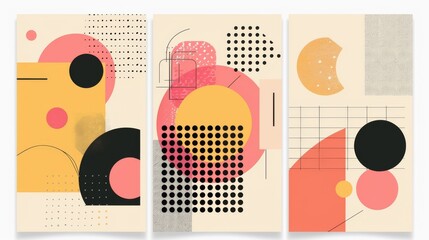 Poster - simple abstract geometric shapes and typography in 90s and 00s style. modern set banner in y2k aesth