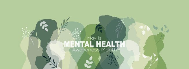 Wall Mural - May is Mental Health Awareness Month banner.