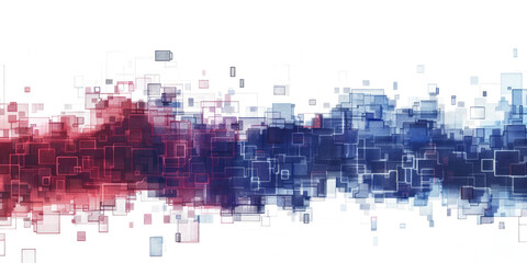 Poster - blue and red colored pixel art, technology design background isolated on white or transparent png