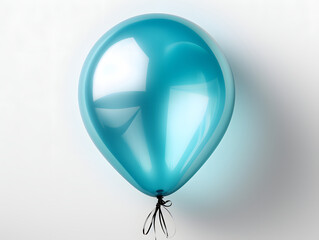 Poster - Blue Helium Balloon Floating on White Background