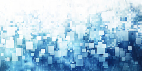 Poster - blue colored pixel art, technology design background isolated on white or transparent png