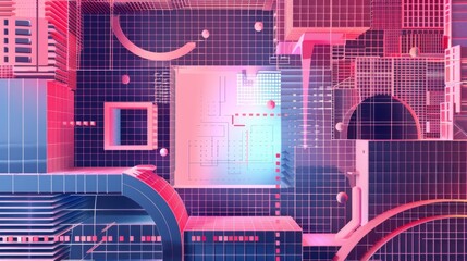 Poster - retro 90s and 2000s banners with wireframe geometry elements in a y2k aesthetic style. modern set of