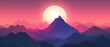 Gebirge mit einem hohen Berg bei Sonnenuntergang, Wechsel von Tag zu Nacht 