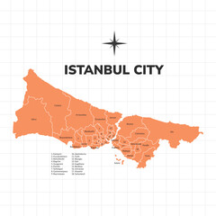 Wall Mural - Istanbul City map illustration. Map of the city in Turkey