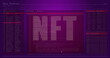 Nft text banner against computer interface with data processing against purple background
