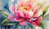 Fototapeta Kwiaty - watercolor peonies. a romantic watercolor illustration painting capturing a bouquet of peonies. suitable for decoration wedding, wall decoration, etc. generative AI technology