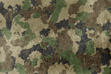 Sticker - Texture of military dirty camouflage fabric. Combat protective camouflage for background