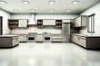 Spacious kitchen with white and brown cabinetry and modern appliances.