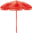 red beach umbrella watercolor illustration