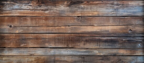 Wall Mural - A closeup photo showcasing a brown hardwood plank wall with a blurred background. The intricate pattern of rectangles and wood stains is visible, highlighting the beauty of this building material