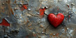 A red stone heart in a cracked ground as a symbol for a broken heart and lovesickness,