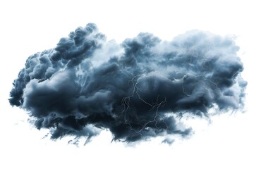 Wall Mural - Dark storm clouds with lightning isolated on white background Generative Ai 