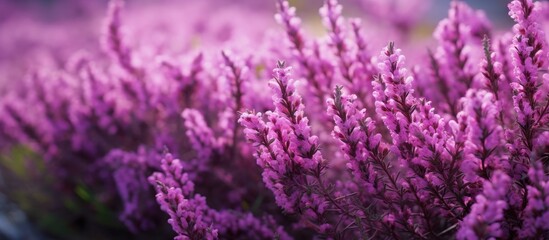 Sticker - A cluster of vibrant purple flowers is blooming in a grassy field, showcasing their magenta petals in a closeup view. These terrestrial plants are a beautiful sight to behold