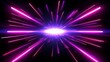 Fast light motion speed effect. Modern illustration of neon pink and purple rays on black background, circular centric motion, a space travel route perspective, explosion energy warp.