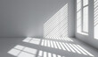 © Denis - Empty white room with window and shadows from sunlight. Business background concept.