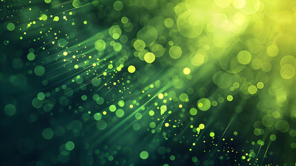 Abstract green background with bokeh and rays