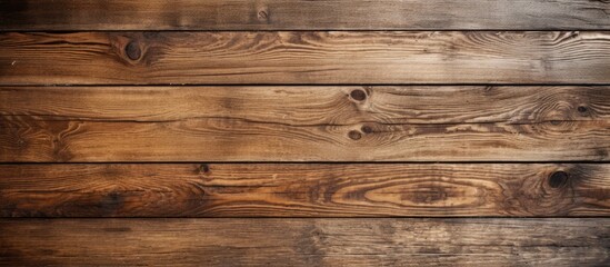 Wall Mural - A closeup shot of a brown hardwood table with a beautiful wood grain pattern, made of rectangular wooden planks. The background is blurred to focus on the tables detail