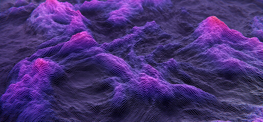 Abstract purple cubic landscape technology background. Technology concept