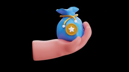 Poster - 3D Animation of Bonus Bag and Hand | Alpha Channel