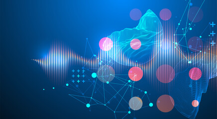 Poster - Modern science technology abstract background using circle shapes. Wireframe spot surface illustration.  Vector
